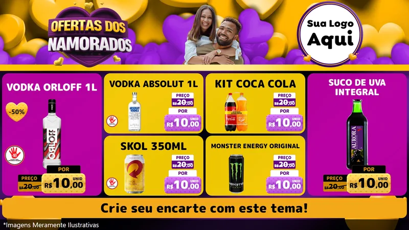 Modelo de TV para TV Horizontal com o tema Oferta Dos Namorados para Distribuidora de bebidas