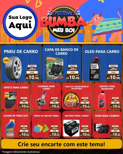Modelo de Rede Social para Feed Instagram com o tema Festival Bumba Meu Boi para Auto peças
