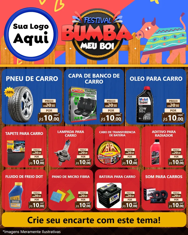 Modelo de Rede Social para Feed Instagram com o tema Festival Bumba Meu Boi para Auto peças