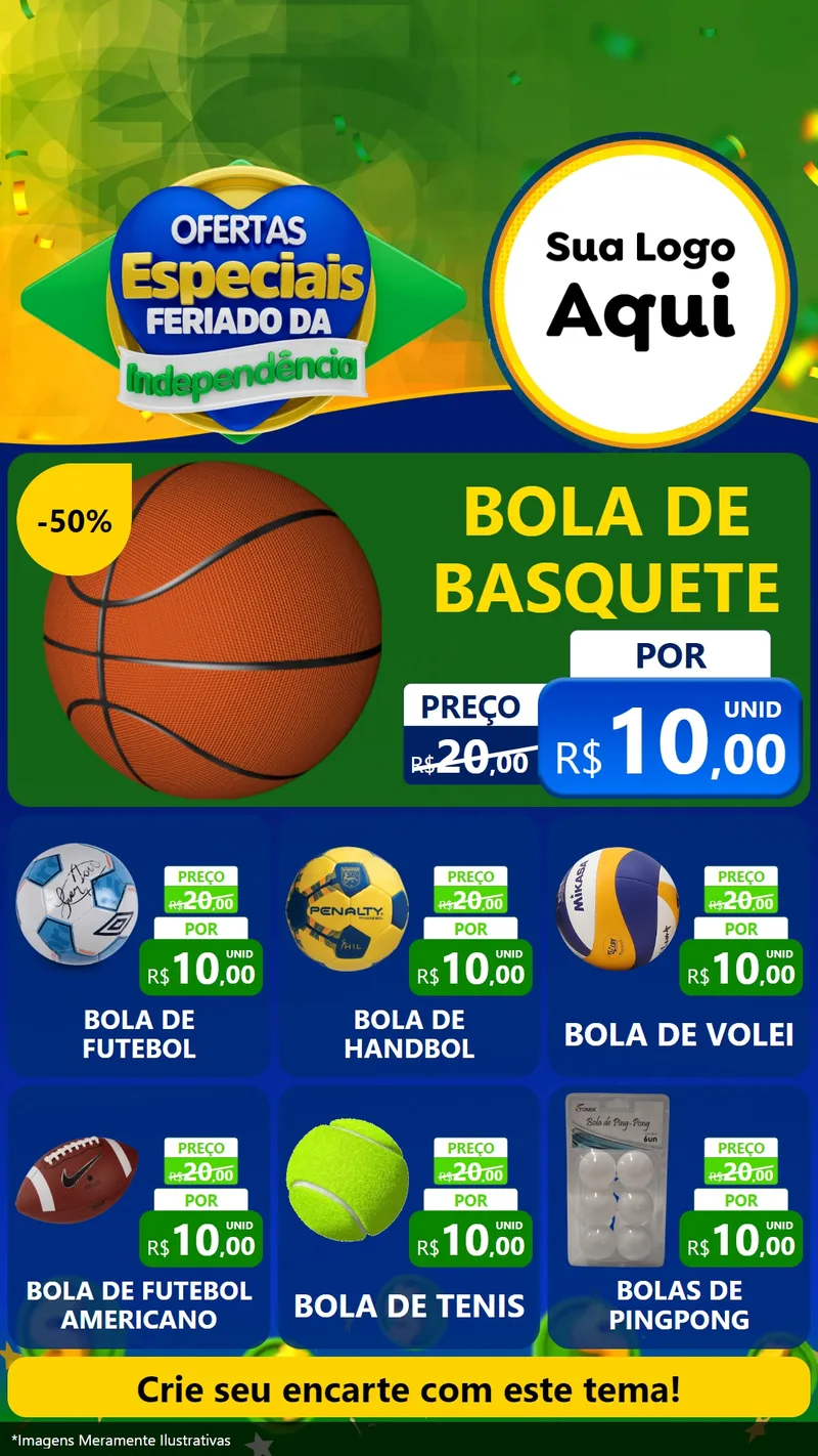 Modelo de Rede Social para Stories com o tema Ofertas Especiais Feriado da Independência para Artigos Esportivos