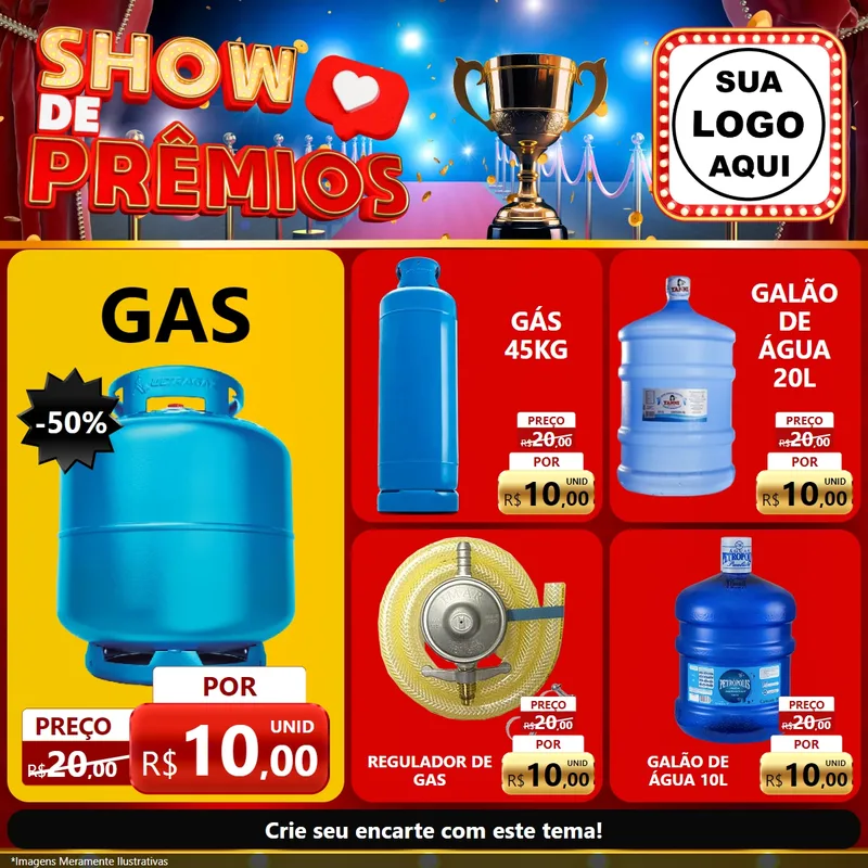 Modelo de Rede Social para Feed Facebook com o tema Show de Prêmios para Água e gás