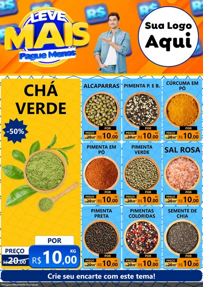 Modelo de Encarte para Encarte A4 Vertical com o tema Leve Mais, Pague Menos para Produtos Naturais