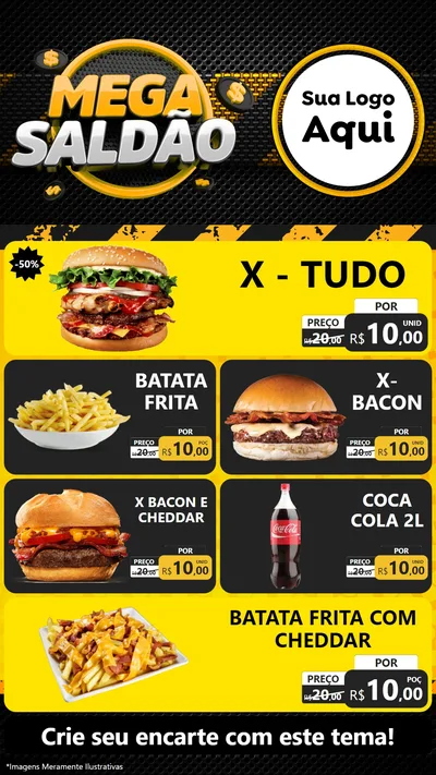 Modelo de TV para TV Vertical com o tema Mega Saldão para Hamburgueria