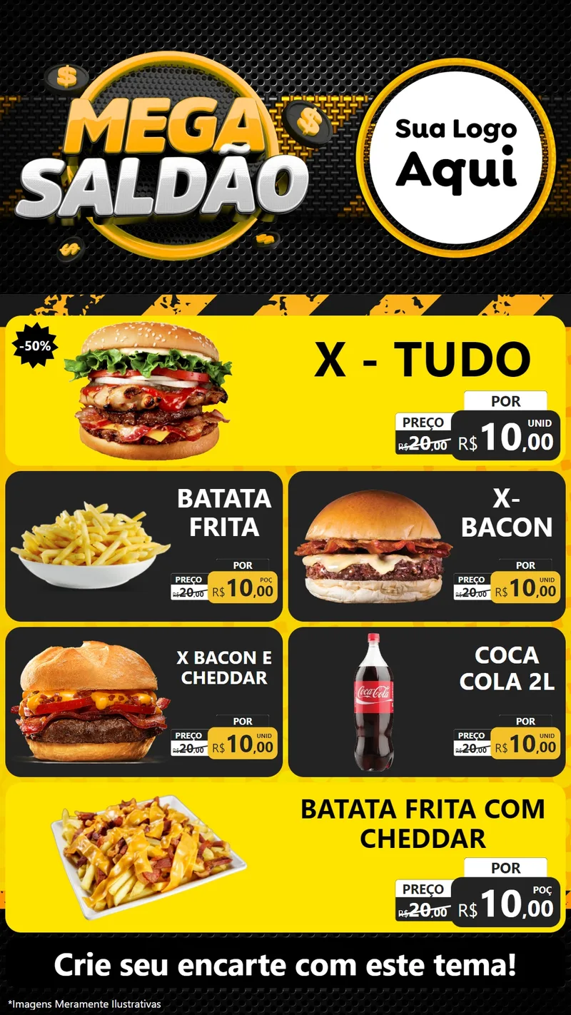Modelo de TV para TV Vertical com o tema Mega Saldão para Hamburgueria