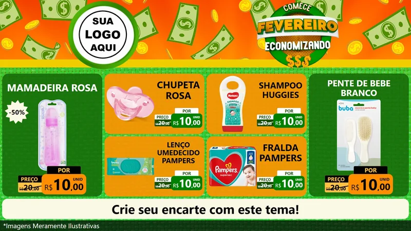 Modelo de TV para TV Horizontal com o tema Comece Fevereiro Economizando para Bebês
