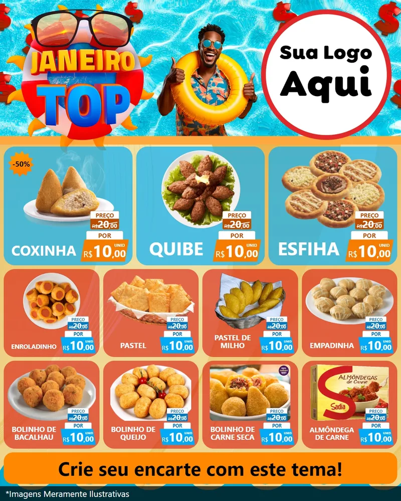 Modelo de Rede Social para Feed Instagram com o tema Janeiro Top para Salgadaria