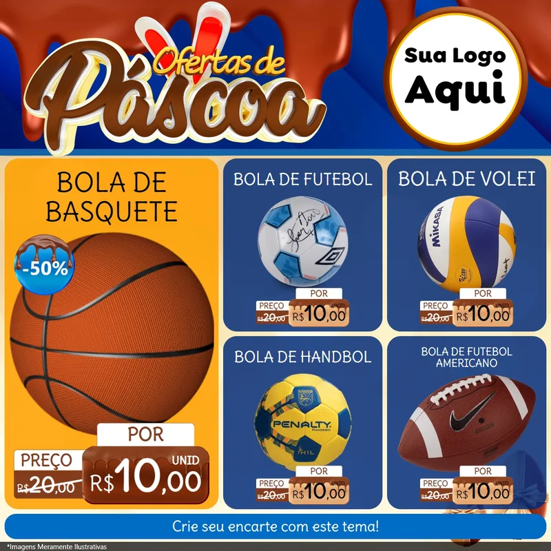Modelo de Rede Social para Feed Facebook com o tema Ofertas de Páscoa para Artigos Esportivos