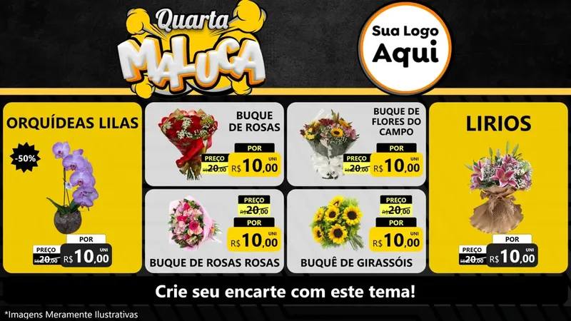 Modelo de TV para TV Horizontal com o tema Quarta Maluca para Floricultura e jardim