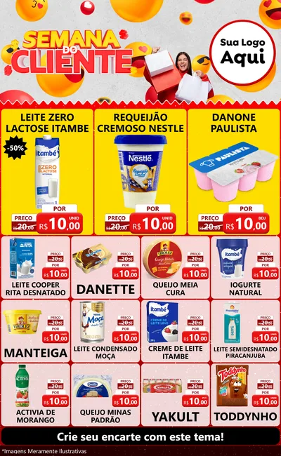 Modelo de Encarte para Encarte Grande com o tema Semana do Cliente para Frios e Laticínios