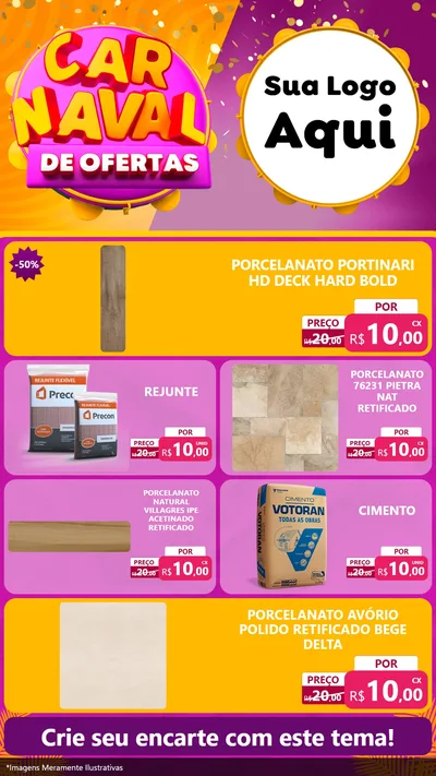Modelo de TV para TV Vertical com o tema Carnaval de Ofertas para Pisos e revestimentos