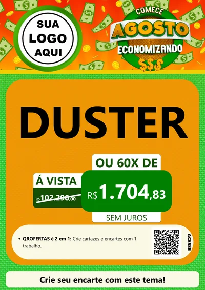Modelo de Cartaz para Cartaz A4 Vertical com o tema Comece Agosto Economizando para Concessionaria de Carros