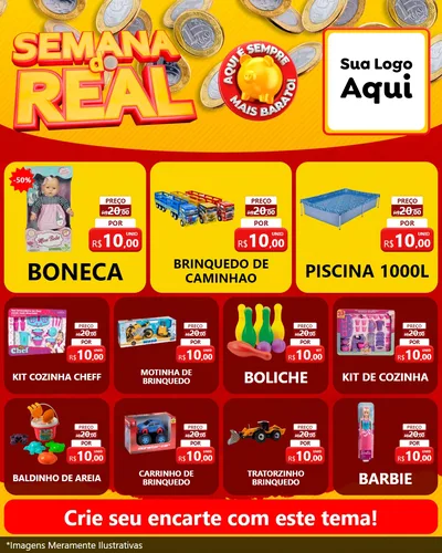 Modelo de Rede Social para Feed Instagram com o tema Semana do Real para Brinquedos