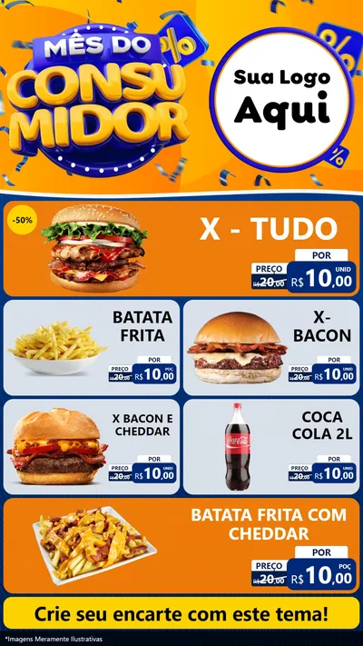 Modelo de TV para TV Vertical com o tema Mês do Consumidor para Hamburgueria