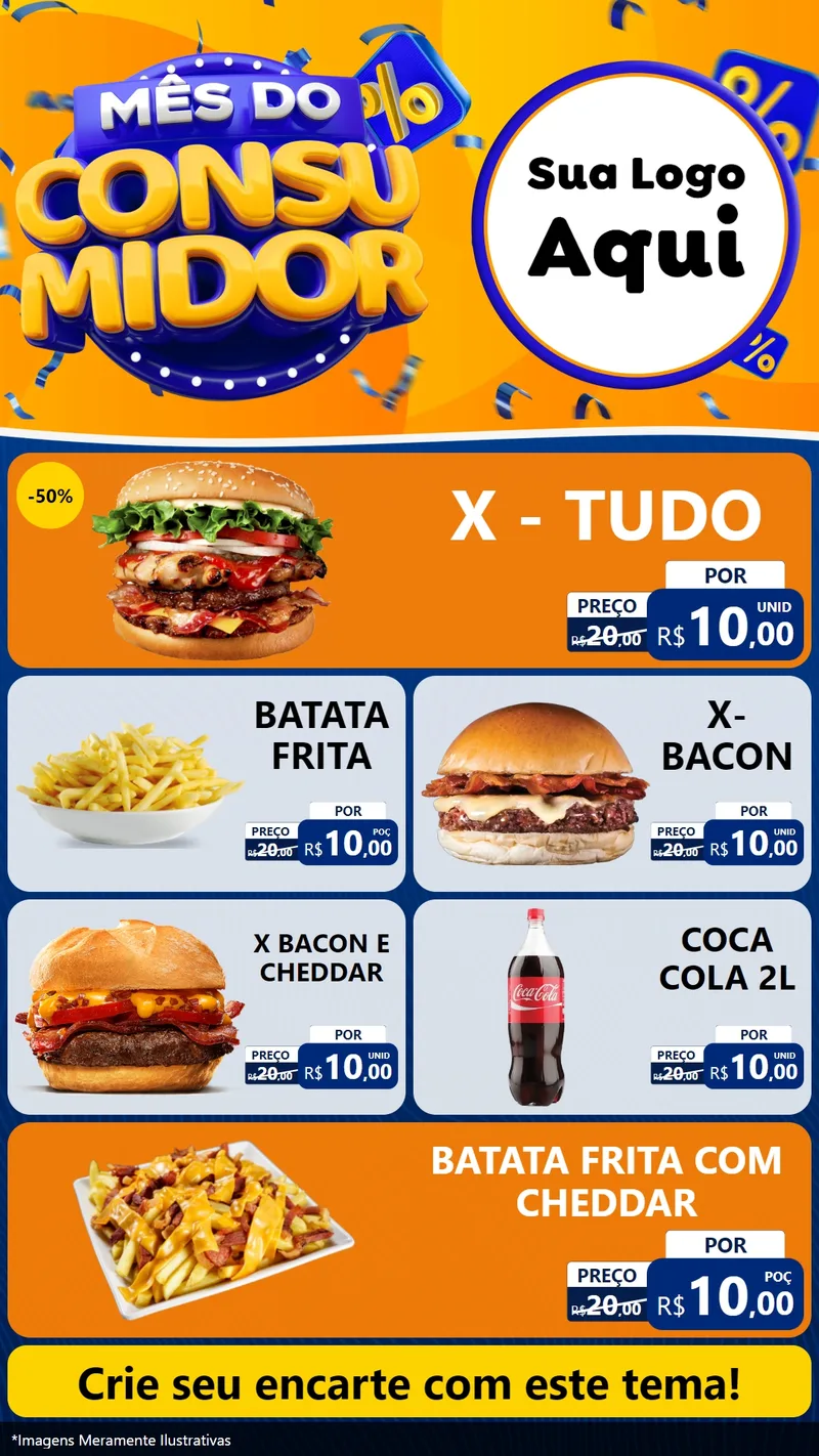 Modelo de TV para TV Vertical com o tema Mês do Consumidor para Hamburgueria