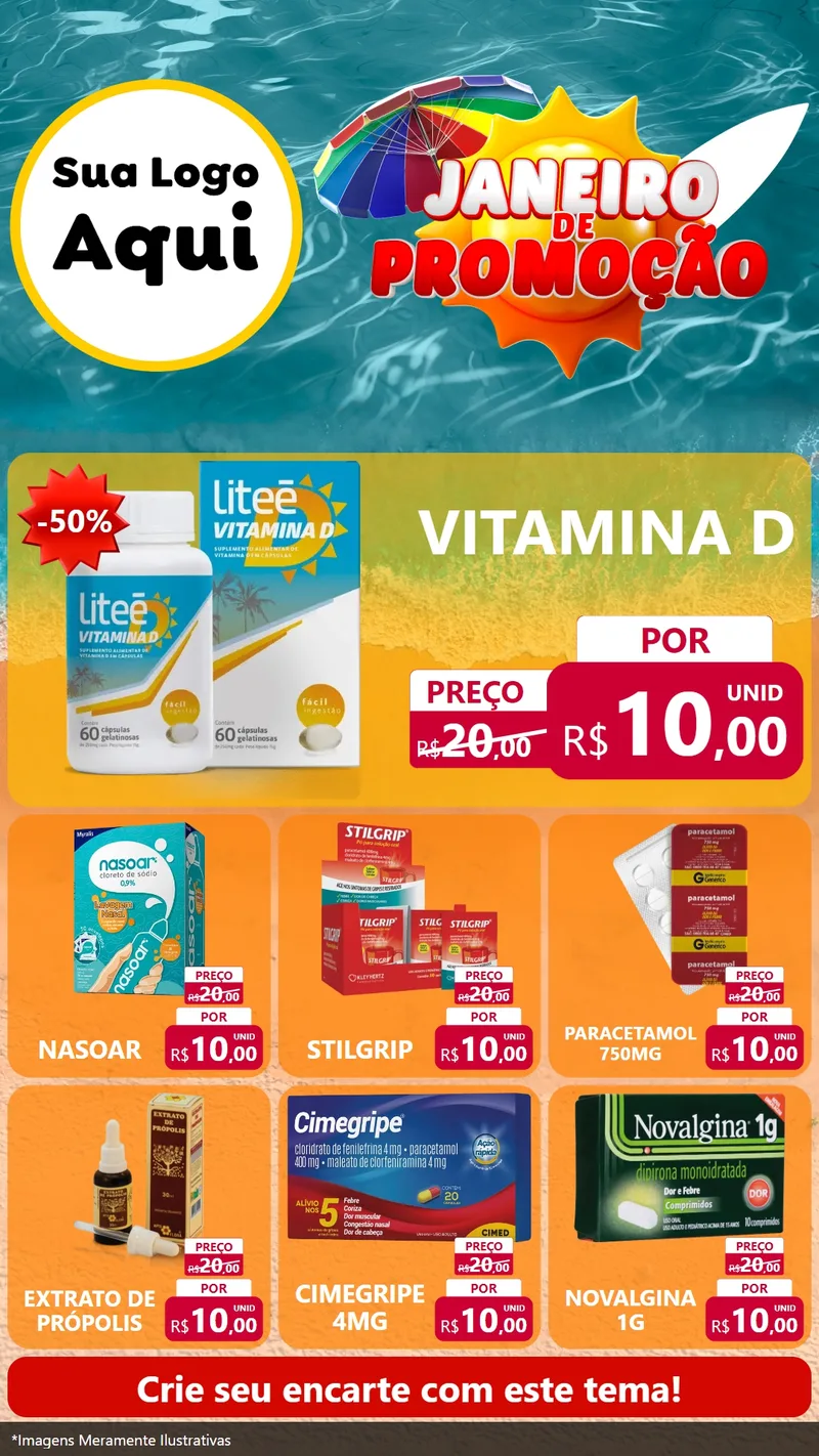 Modelo de Rede Social para Stories com o tema Janeiro de Promoção para Farmácia