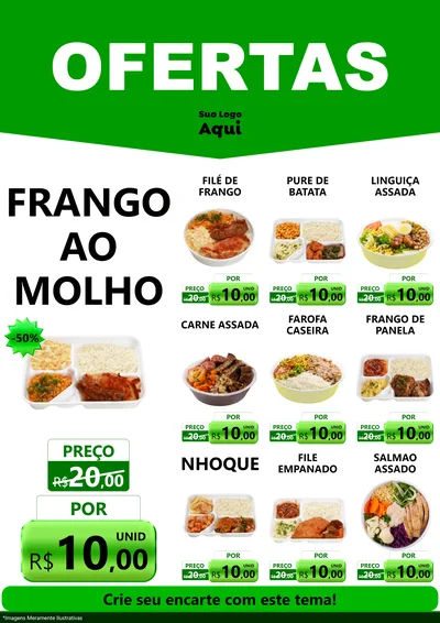 Modelo de Encarte para Encarte A4 Vertical com o tema Ofertas Verde Cartaz para Restaurante