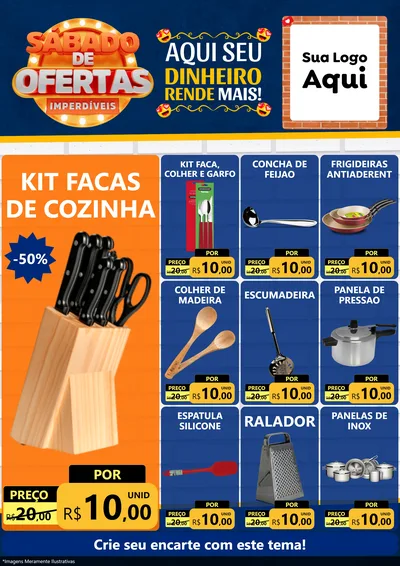 Modelo de Encarte para Encarte A4 Vertical com o tema Sábado de Ofertas Imperdíveis para Utilidades Domésticas