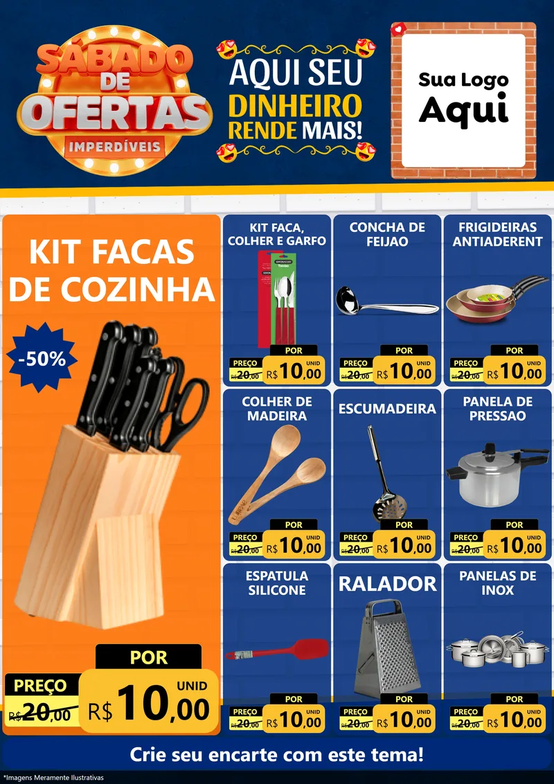 Modelo de Encarte para Encarte A4 Vertical com o tema Sábado de Ofertas Imperdíveis para Utilidades Domésticas