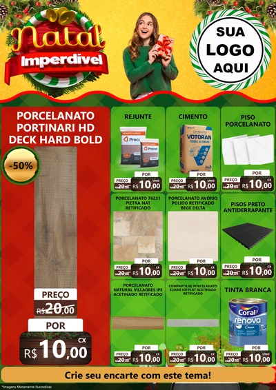 Modelo de Encarte para Encarte A4 Vertical com o tema Natal Imperdível para Pisos e revestimentos