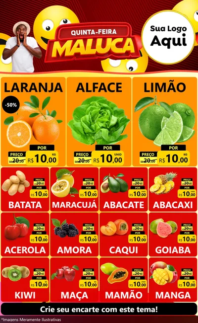 Modelo de Encarte para Encarte Grande com o tema Quinta-feira Maluca para Hortifrúti