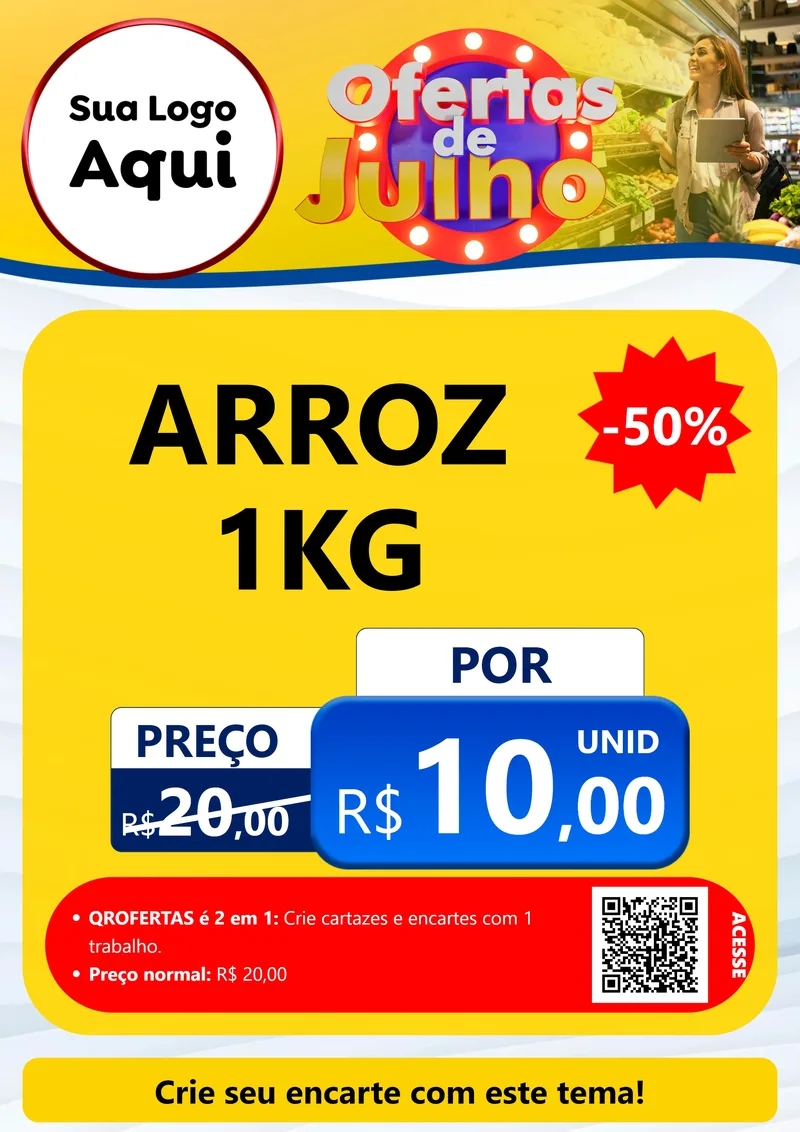 Modelo de Cartaz para Cartaz A4 Vertical com o tema Ofertas de Julho para Supermercado