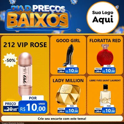 Modelo de Rede Social para Feed Facebook com o tema Dia D Preço Baixo para Perfumes