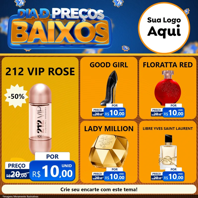 Modelo de Rede Social para Feed Facebook com o tema Dia D Preço Baixo para Perfumes