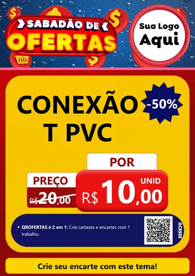 Modelo de Cartaz para Cartaz A4 Vertical com o tema Sabadão de Ofertas para Tubos e conexões
