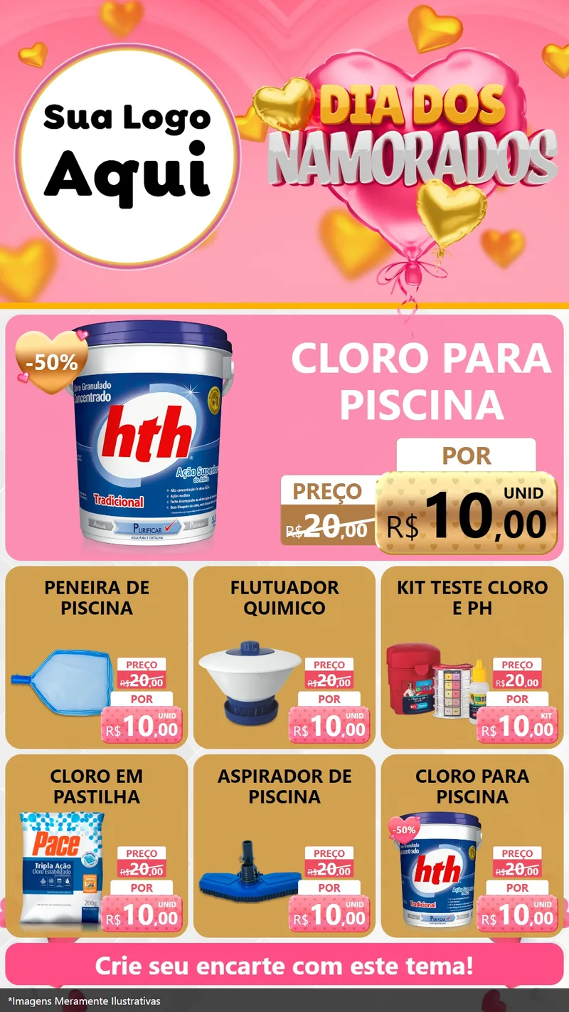 Modelo de Rede Social para Stories com o tema Dia dos Namorados para Produtos para Piscina