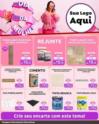 Modelo de Rede Social para Feed Instagram com o tema Dia da Mulher para Pisos e revestimentos