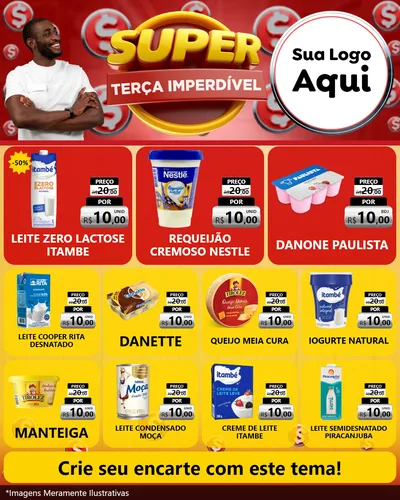 Modelo de Rede Social para Feed Instagram com o tema Super Terça Imperdível para Frios e Laticínios