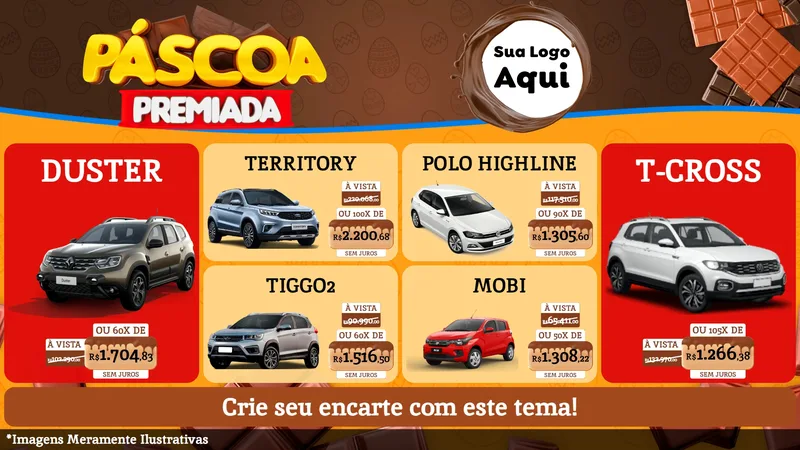 Modelo de TV para TV Horizontal com o tema Páscoa Premiada para Concessionaria de Carros