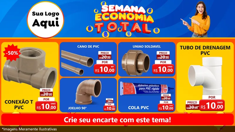 Modelo de TV para TV Horizontal com o tema Semana Economia Total para Tubos e conexões