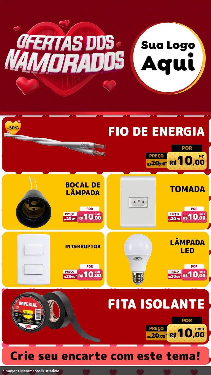 Modelo de TV para TV Vertical com o tema Ofertas Dos Namorados para Materiais Elétricos