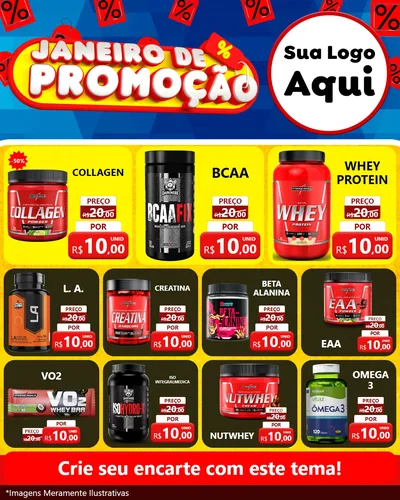 Modelo de Rede Social para Feed Instagram com o tema Janeiro de Promoção para Suplementos alimentares