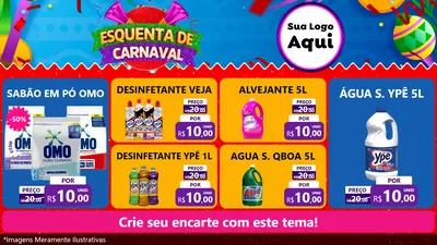 Modelo de TV para TV Horizontal com o tema Esquenta de Carnaval para Produtos de Limpeza