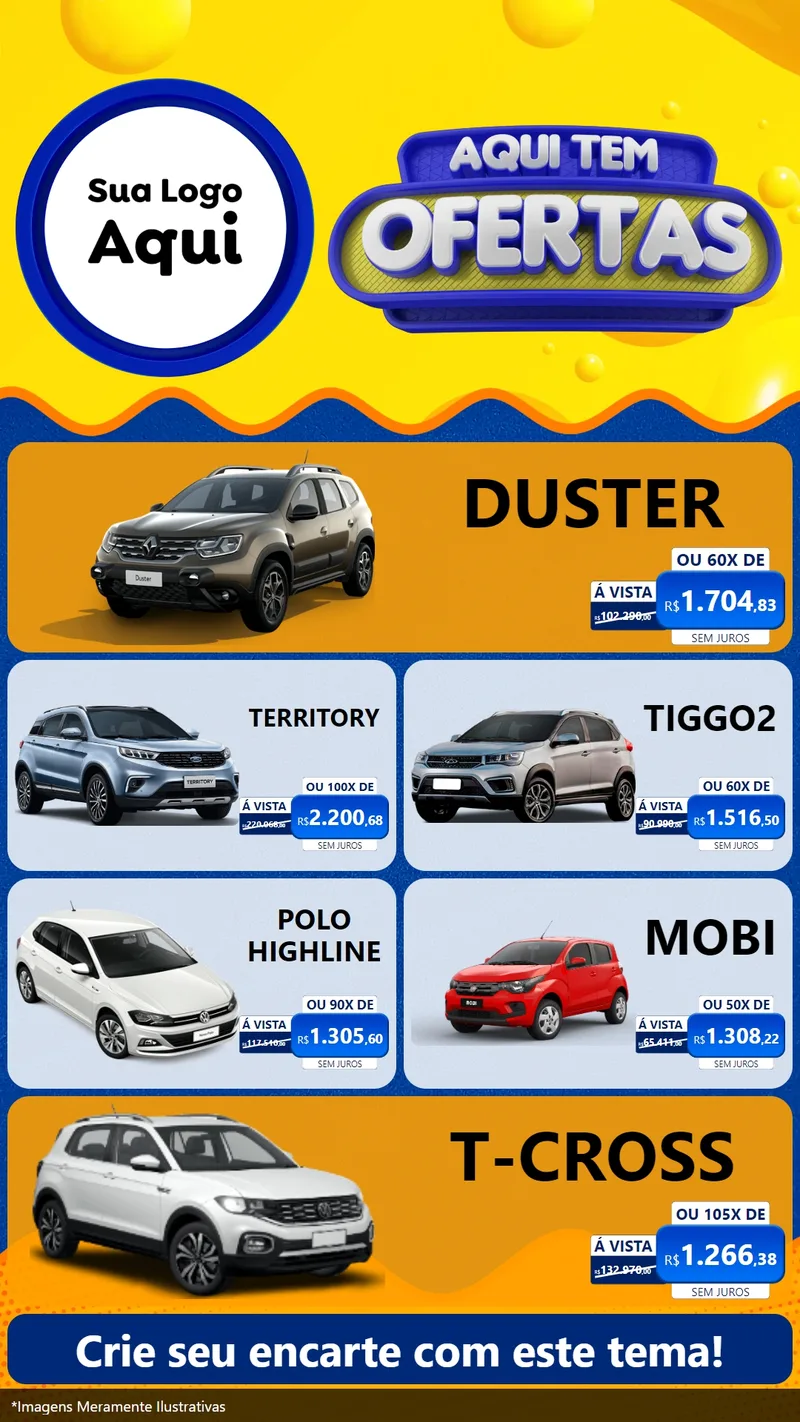 Modelo de TV para TV Vertical com o tema Aqui Tem Ofertas para Concessionaria de Carros