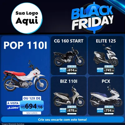 Modelo de Rede Social para Feed Facebook com o tema Black Friday para Concessionaria de Motos