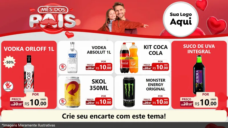Modelo de TV para TV Horizontal com o tema Mês dos Pais para Distribuidora de bebidas