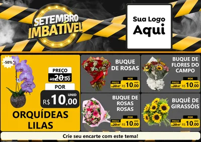 Modelo de Encarte para Encarte A4 Horizontal com o tema Setembro Imbatível para Floricultura e jardim