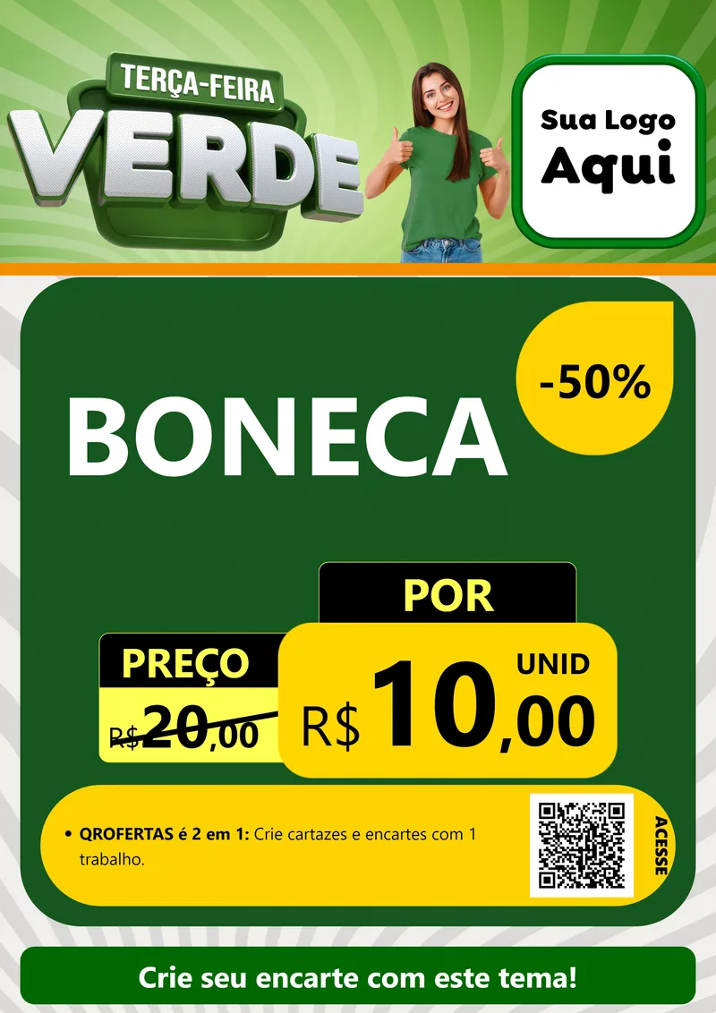 Modelo de Cartaz para Cartaz A4 Vertical com o tema Terça - Feira Verde para Brinquedos