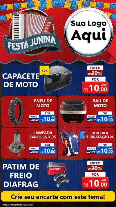 Modelo de TV para TV Vertical com o tema Festa Junina para Moto peças