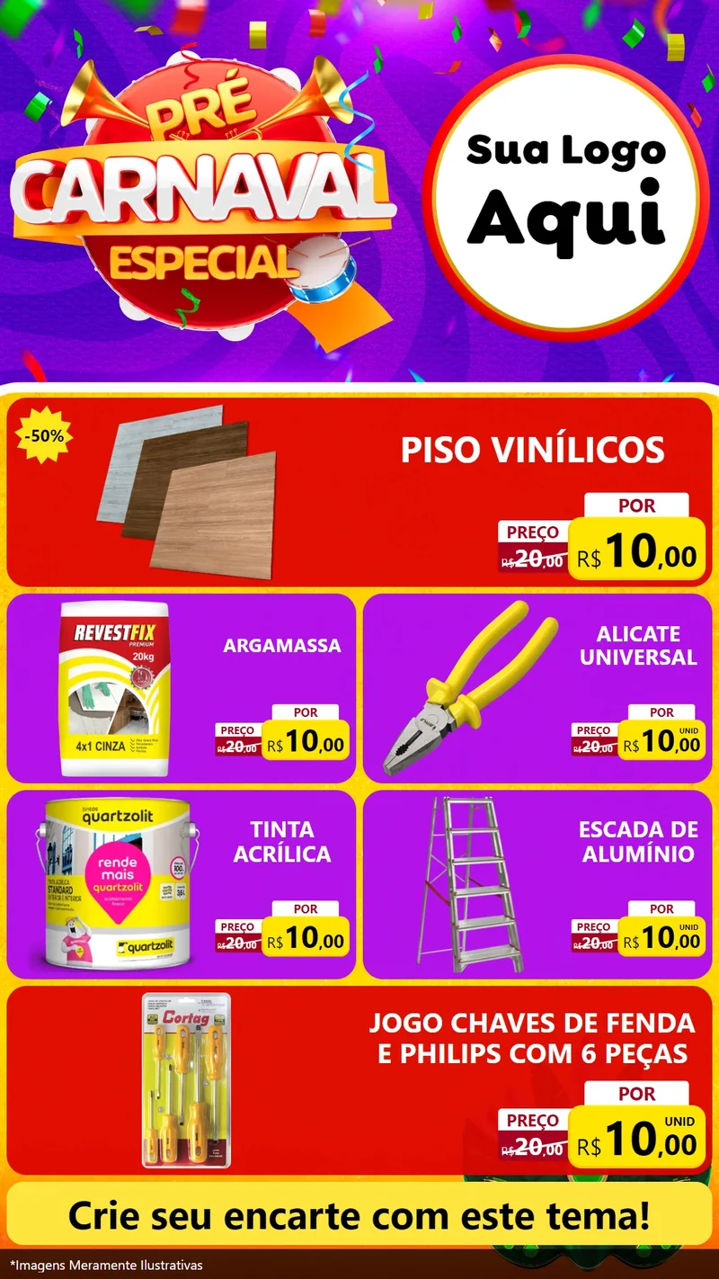 Modelo de TV para TV Vertical com o tema Pré-Carnaval Especial para Material para Construção