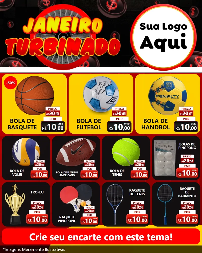 Modelo de Rede Social para Feed Instagram com o tema Janeiro Turbinado para Artigos Esportivos
