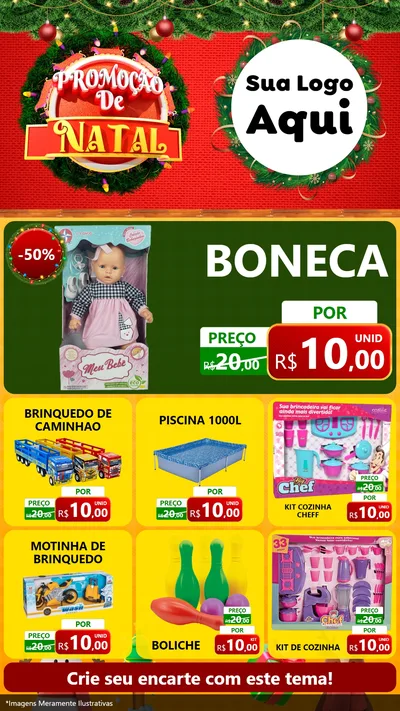 Modelo de Rede Social para Stories com o tema Promoção de Natal para Brinquedos
