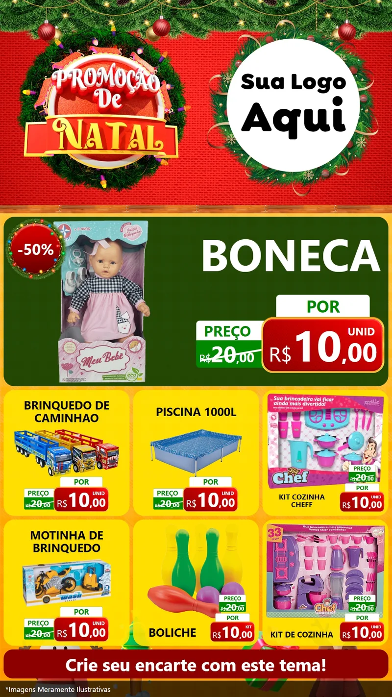 Modelo de Rede Social para Stories com o tema Promoção de Natal para Brinquedos