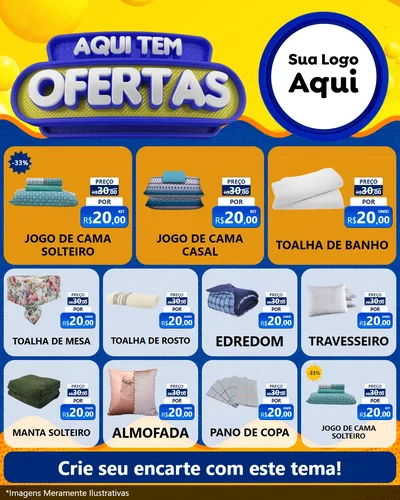 Modelo de Rede Social para Feed Instagram com o tema Aqui Tem Ofertas para Cama, Mesa e Banho