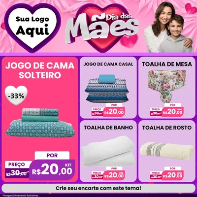 Modelo de Rede Social para Feed Facebook com o tema Dia das Mães para Cama, Mesa e Banho