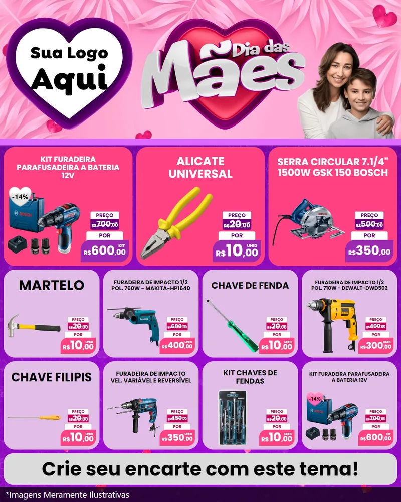 Modelo de Rede Social para Feed Instagram com o tema Dia das Mães para Maquinas e Ferramentas