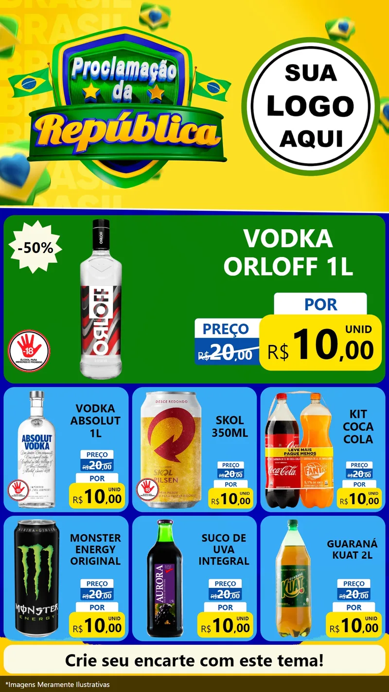 Modelo de Rede Social para Stories com o tema Proclamação da República para Distribuidora de bebidas